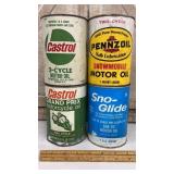 4 - 1qt vintage snowmobile oil cans