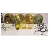 Mixed lot of glass jars, brass like trays,