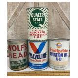 4 - 1 qt vintage automotive oil cans