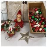 Christmas ornaments & a vintage Santa