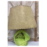 Green MCM lamp w/ fiberglass shade - needs