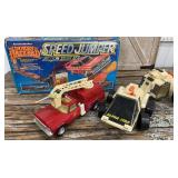 Dukes of Hazard speed jumper & 2 toy trucks
