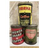 3 vintage coffee cans