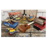 Box of vintage toys