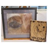 Horse Picture & Dog Welcome Sign