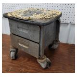 Metal rolling stool with drawers