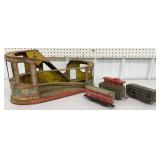 Vintage metal track & train cars
