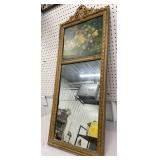 Ornate mirror w/ floral still life approx 17"x38"
