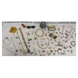 Costume jewelry, retro sunglasses, lighters etc