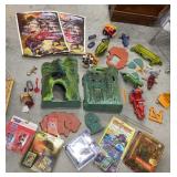 Grey tub of misc toys