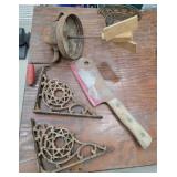 Brackets, churn top, cleaver, etc