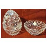 Bohemian glass egg & Lenox bowl