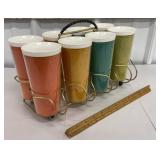 Retro plastic tumblers w/ caddy