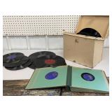 Galvanized box of old Victrola records