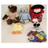 Madeline doll with cloths, 2  bears and a set of