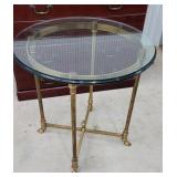 Beveled glass with hoof foot brass base stand