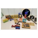 Little tots records, VHS, NewHaven clock, empty