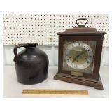 Seth Thomas clock (missing a foot) & jug lamp