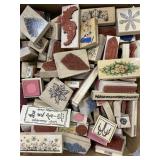 Box of crafting rubber stamps