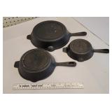 3 cast iron pans