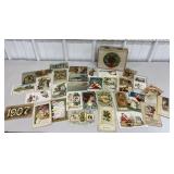 Metal tin w/ great vintage Christmas postcards