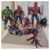 Box action figures - spider-man, hulk, etc