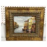 Venetian painting on canvas in nice frame -