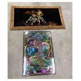 LARGE painted Matador & bull on velvet & mixed