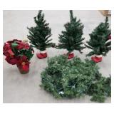 Christmas trees, garland with lights