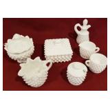 7 pcs. Fenton milk glass