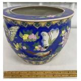 Colorful planter w/ birds, flowers & butterflies