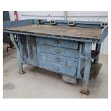 Blue industrial workbench 60"31"38" very heavy