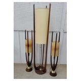 Set of 3 Danish style mid century lamps - shades