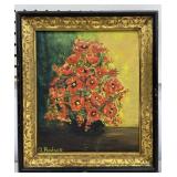 Signed painting on canvas - Poppies - approx