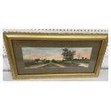 Beautiful framed watercolor - country road w/