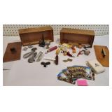 2 nice wooden boxes w/lids full of collectible