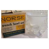 Unusual Federal glass Punch bowl set - Norse