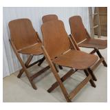 4 wooden folding theater chairs
