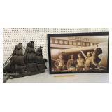 Ship wall hanging & Led Zeppelin print on board -