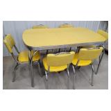 Retro Formica yellow kitchen table and 6 chairs