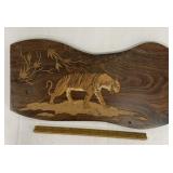 Inlaid wood art w/ tiger