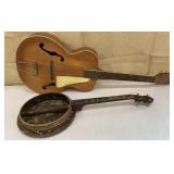 Guitar & a banjo - banjo needs work