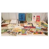 Postcards, football cards, letters, cook book,