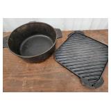 Cast iron griddle and cast iron pan