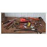 Crate lot tools, pipe wrench, grease gun,etc