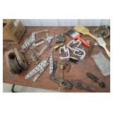 Hardware, pulleys, clamps, etc