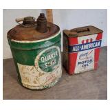 Quaker state and all American oil cans