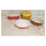 Pyrex dishes, pie plate, ice bucket, etc