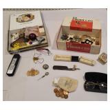 2 cigar boxes full of little junk