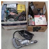 2 boxes - electric drill, light bulbs, etc